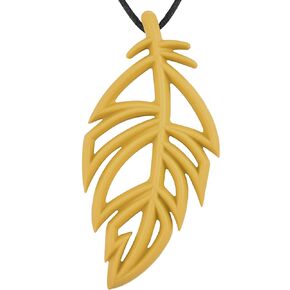 Teething Necklaces,Chew Necklace for Sensory Kids Adults,Baby Teether Toys with String,Soft Silicone Leaf Feather Teethers,Adjustable,2 pcs
