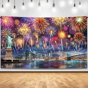 كاتش أون، لافتة XtraLarge Happy New Year - 72x44 بوصة | زينة سنة جديدة سعيدة 2025 | خلفية ليلة رأس السنة , ديكورات رأس السنة 2025 | خلفية مدينة نيويورك، لوازم حفلات ليلة رأس السنة الجديدة 2025