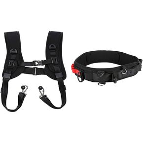 2 in 1 Multi-functional Bundle Waistband Strap Double Shoulders Strap Set with/without Hook Compatible for SLR/DSLR Cameras