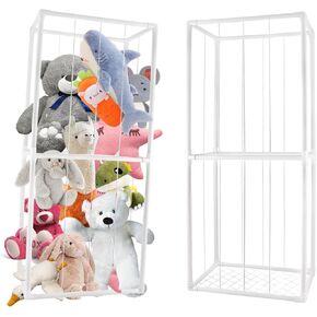 وحدة تخزين حديقة الحيوانات المحشوة من Heuyrao، منظم حيوانات محشو بسعة كبيرة مع شريط مطاطي، قفص حديقة حيوانات محشو من مادة PVC للغرفة (62 * 23 * 15 بوصة) in Kuwait