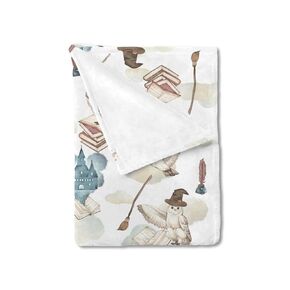 Watercolor Owl Baby Blanket for Boy Girl Owl Bird Castle Book Clouds Flannel Swaddle Blanket Fantasy Animal Receiving Blanket Soft Newborn Toddler Nursery Bedding Crib Throw Blankets 30x40