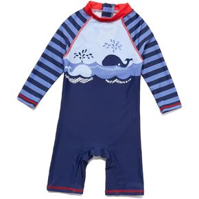 Baby Boy Sunsuits UPF 50+ One Piece L/S Swimsuits with Sun Hat