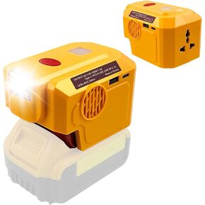 for DeWalt Battery Adapter Compatible with DeWalt 20V 60V Battery 200W Power Inverter with 1 AC Outlet, LED Light, 1 USB C and 1 USB A for Laptop Mobile Phone Charger Adapter