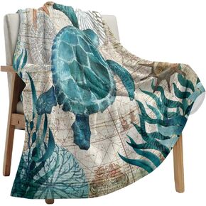 Baby Blankets Fleece Plush Throw Fuzzy Lightweight Super Soft Microfiber Flannel Blankets for Toddler and Kids Receiving Blankets Luxurious Warm and Cozy Sea Turtle Ocean Animal Landscape 30"x40"