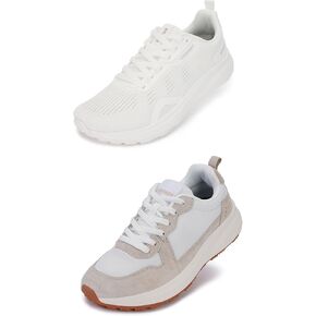 BRONAX Womens Wide Toe Box Shoes White and Beige Size 9w