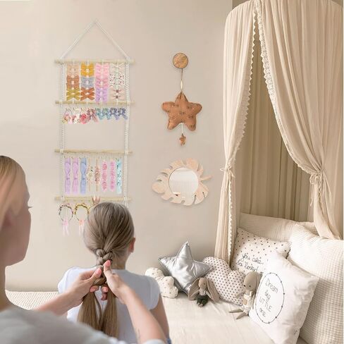Headband Holder, Bow Organizer for Girls, Bow Holder Hair Accessories Organizer Wall Hanging Organizer With LED String for Toddler Girls Room in Saudi Arabia