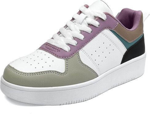 Bigwow Fashion Women's Sneakers Faux PU Leather Lace-Up Platform Sneaker Non-Slip Slip On Casual Sports Walking Shoes in Saudi Arabia