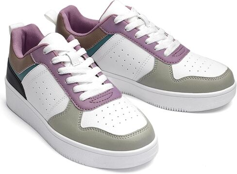 Bigwow Fashion Women's Sneakers Faux PU Leather Lace-Up Platform Sneaker Non-Slip Slip On Casual Sports Walking Shoes in Saudi Arabia