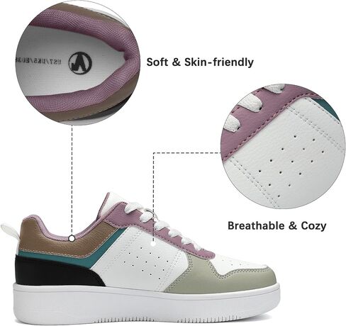 Bigwow Fashion Women's Sneakers Faux PU Leather Lace-Up Platform Sneaker Non-Slip Slip On Casual Sports Walking Shoes in Saudi Arabia