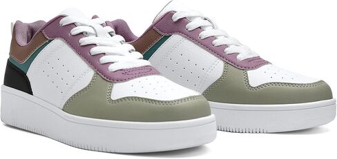 Bigwow Fashion Women's Sneakers Faux PU Leather Lace-Up Platform Sneaker Non-Slip Slip On Casual Sports Walking Shoes in Saudi Arabia