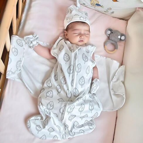 Little Lamsal's Newborn Sleep Sack Baby Swaddle, Swaddle me 3-Way Adjustable Wearable Blanket,100% Cotton Swaddling Wrap, Cocoon Sack Swaddler for Infant Boys & Girls, 0-3 Months, 6-12 lbs, 1-1.5 Tog in Saudi Arabia