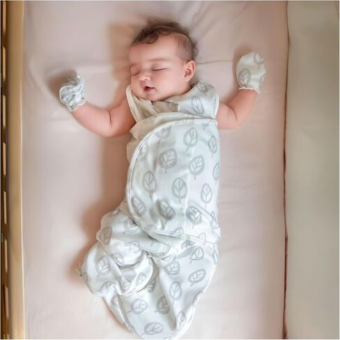 Little Lamsal's Newborn Sleep Sack Baby Swaddle, Swaddle me 3-Way Adjustable Wearable Blanket,100% Cotton Swaddling Wrap, Cocoon Sack Swaddler for Infant Boys & Girls, 0-3 Months, 6-12 lbs, 1-1.5 Tog in Saudi Arabia