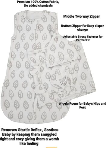 Little Lamsal's Newborn Sleep Sack Baby Swaddle, Swaddle me 3-Way Adjustable Wearable Blanket,100% Cotton Swaddling Wrap, Cocoon Sack Swaddler for Infant Boys & Girls, 0-3 Months, 6-12 lbs, 1-1.5 Tog in Saudi Arabia