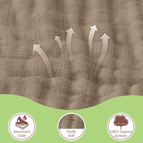 Organic Cotton Muslin Hooded Baby Towels 2 Pack, 32x32 Inches Newborn Baby Bath Towels, Hooded Baby Towels for Girl and Boy, Baby Bath Set with Hooded Baby Towels in Saudi Arabia