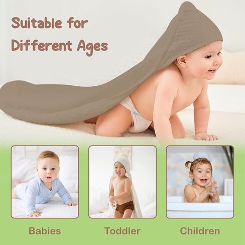 Organic Cotton Muslin Hooded Baby Towels 2 Pack, 32x32 Inches Newborn Baby Bath Towels, Hooded Baby Towels for Girl and Boy, Baby Bath Set with Hooded Baby Towels in Saudi Arabia