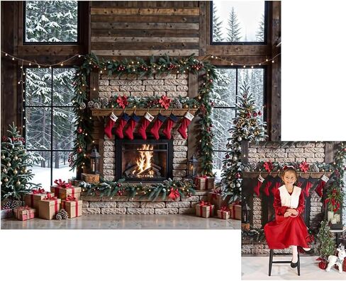 Kate 10x8ft Merry Christmas Backdrops for Photography Xmas Tree s Background Santa Socks Brick Fireplace Background Celebrate Holiday Party Banner Studio Backdrop in Saudi Arabia