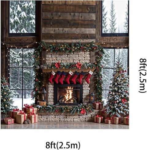 Kate 10x8ft Merry Christmas Backdrops for Photography Xmas Tree s Background Santa Socks Brick Fireplace Background Celebrate Holiday Party Banner Studio Backdrop in Saudi Arabia