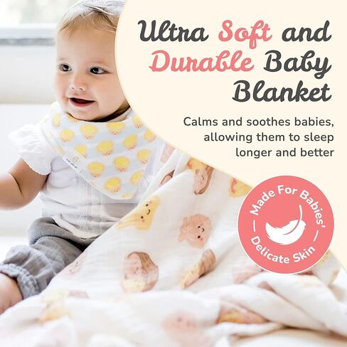 Organic Cotton and Rayon derived from Bamboo Baby Swaddle Muslin Blanket (Dim Sum) in Kuwait