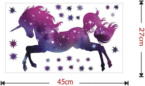 QISHENG Unicorn Wall Decals,Unicorn Wall Sticker Decor Birthday Christmas Gifts for Boys Girls Kids Bedroom Decor Nursery Room Home Decor (Purple Unicorn, 45cmX27cm(17.7''X10.6'')) in Saudi Arabia