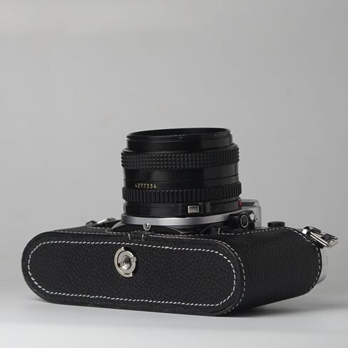 حافظة AE-1 مصنوعة يدويًا من الجلد الأصلي للكاميرا نصف كاميرا، لكاميرا Canon ae-1 a1 AE-1P (أسود) in Kuwait