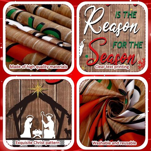Buryeah Christmas Jesus Religious Door Cover Xmas Holy Night Door Backdrop Jesus is The Reason for The Season Door Decoration for Christmas Party Hanging Decor, 70.9 x 35.4 Inches(Rustic) in Saudi Arabia