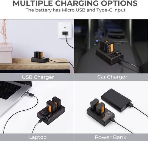 مجموعة شاحن بطارية K&F Concept NP-FW50 مع 10 قطع قماش للتنظيف لسوني A6000، A6500، A6300، A6400، A7، A7II، A7RII، A7SII، A7S، A7S2، A7R، A7R2، A55، A5100 (عبوتان، 1100 مللي أمبير في الساعة) in Kuwait