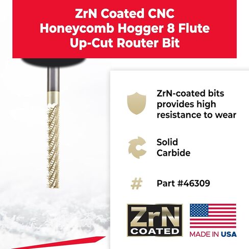 Amana Tool - 46306 CNC Solid Carbide ZRN Coated Honeycomb Cutting Hogger 1/4 Dia x 1-1/4 x in Saudi Arabia