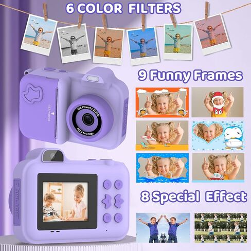 Kids Camera Instant Print,Kids Digital Camera 1080P HD Dual-Lens Selfie,Instant Print Camera with 5 Rolls Paper & 32GB Card,Toddler Camera Christmas Birthday Gifts for Girls Age 3-12(Pink) in Saudi Arabia
