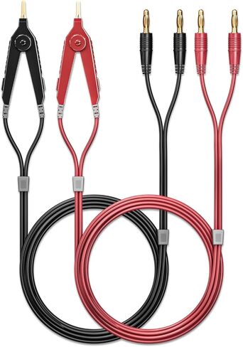 Goupchn LCR Meter Test Leads Terminal Kelvin Clips Cable Wires to 4mm Safety Banana Plugs 1.2m/3.94ft for DMM in Saudi Arabia