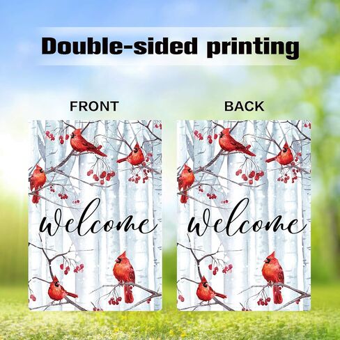 Welcome Winter Cardinal Holiday Door Cover Decorations for Outside Pine Trees Red Cardinal Birds Outdoor Decor 3x5 Ft Front Door Cover Hanging Door Wrap for Photo Booth Props Party in Saudi Arabia