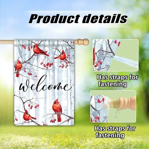 Welcome Winter Cardinal Holiday Door Cover Decorations for Outside Pine Trees Red Cardinal Birds Outdoor Decor 3x5 Ft Front Door Cover Hanging Door Wrap for Photo Booth Props Party in Saudi Arabia
