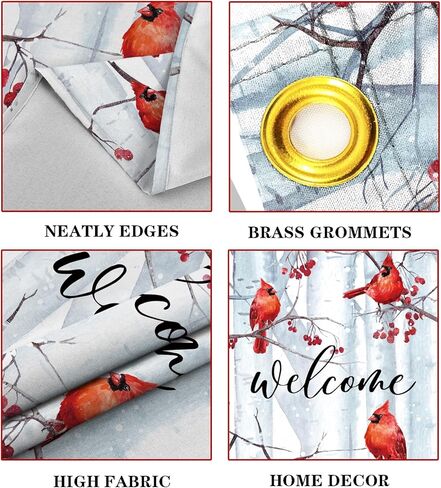 Welcome Winter Cardinal Holiday Door Cover Decorations for Outside Pine Trees Red Cardinal Birds Outdoor Decor 3x5 Ft Front Door Cover Hanging Door Wrap for Photo Booth Props Party in Saudi Arabia