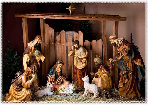 YCUCUEI 7x5ft Polyester Birth of Jesus Photography Backdrop Christmas Nativity Manger Scene Figurine Background Family Church Party Decorations Photo Booth Props Tapestry in Saudi Arabia