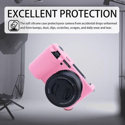 حافظة كاميرا ZV-E10 سهلة الغطاء، غطاء حماية من مطاط السيليكون الناعم لكاميرا Sony ZV-E10 ZVE10 الرقمية، حماية نحيفة للجسم لكاميرا DSLR (وردي) in Kuwait