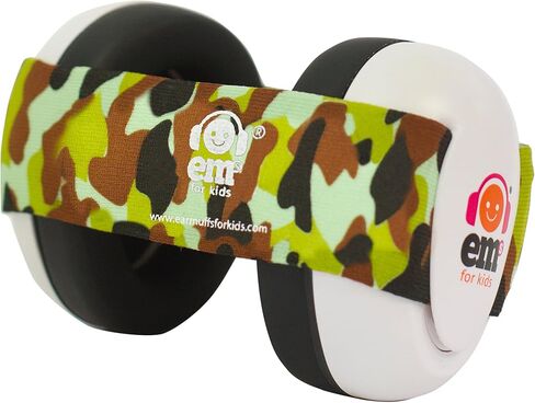 Baby Earmuffs - White with Army Camo. Made in The U.S.A! The Original and ONLY Earmuffs Designed specifically for Babies Since 2009 in Saudi Arabia