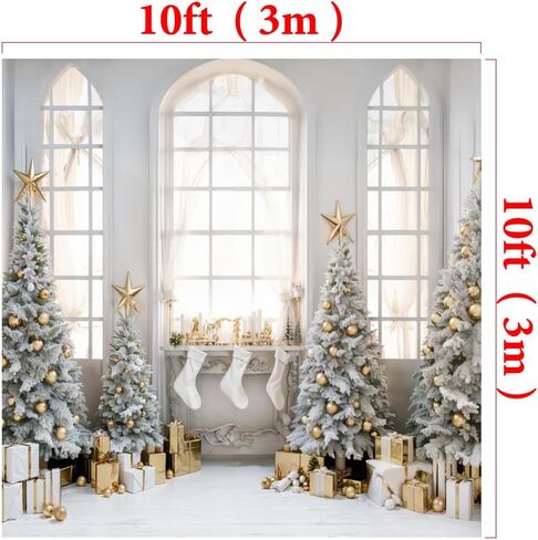 Kate Christmas Photography Backdrop Interior Xmas Tree Photo Background Christmas Window Party Decoration Banner, 10x6.5ft in Saudi Arabia