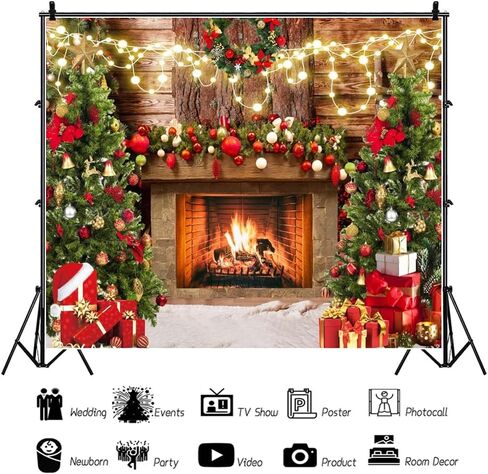 النسيج عيد الميلاد الموقد خلفية 10x8ft عيد الميلاد صورة خلفية عيد ميلاد سعيد خلفية عيد الميلاد حزب الديكور خلفية عيد الميلاد جارلاند صور الأسرة عيد الميلاد صورة خلفية in Kuwait
