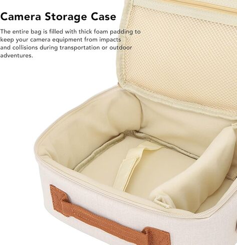 Camera Bag, Large Capacity Camera Storage Bag with Adjustable Shoulder Strap, Thickened Padding Handle Zipper Camera Case for CP910 1200 1300 DSLR (Beige) in Saudi Arabia