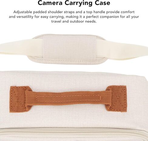 Camera Bag, Large Capacity Camera Storage Bag with Adjustable Shoulder Strap, Thickened Padding Handle Zipper Camera Case for CP910 1200 1300 DSLR (Beige) in Saudi Arabia