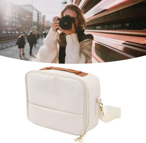 Camera Bag, Large Capacity Camera Storage Bag with Adjustable Shoulder Strap, Thickened Padding Handle Zipper Camera Case for CP910 1200 1300 DSLR (Beige) in Saudi Arabia