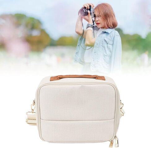 Camera Bag, Large Capacity Camera Storage Bag with Adjustable Shoulder Strap, Thickened Padding Handle Zipper Camera Case for CP910 1200 1300 DSLR (Beige) in Saudi Arabia