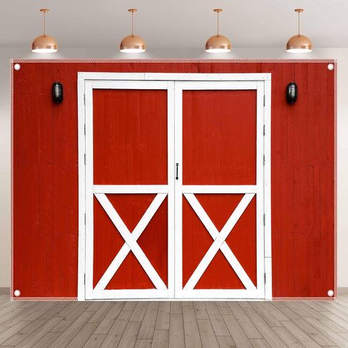 ZTHMOE 84x60inch Red Barn Door Photography Backdrop Western Farm Friendsgiving Background BBQ Party Supplies for Cowboy Birthday Fall Thanksgiving Harvest Photo Props in Saudi Arabia