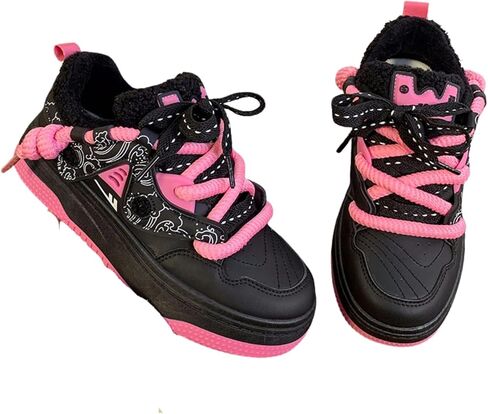 Chic Pastel Aesthetic Platform Shoes - Chunky Sneakers for Women, Available with or Without Faux Fur Trim in Saudi Arabia