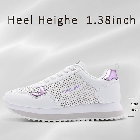 Women's Sneakers Thick Sole Fashion Walking Shoes Breathable Anti-Slip Sneakers Arch Lace Up Casual Shoes Comfortable Height Increasing Tennis Shoes Lilac 8 in Saudi Arabia