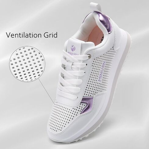 Women's Sneakers Thick Sole Fashion Walking Shoes Breathable Anti-Slip Sneakers Arch Lace Up Casual Shoes Comfortable Height Increasing Tennis Shoes Lilac 8 in Saudi Arabia