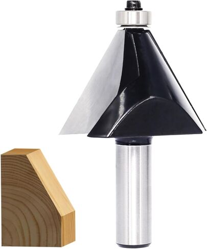Chamfer Router Bit 1/2 Shank, 45° Degree Carbide 2-Flute Chamfer Cut, Edge Forming Bevel Router Bit, Chamfer Bit Miter Angle Router Cutters, for Miter Joints in Kuwait