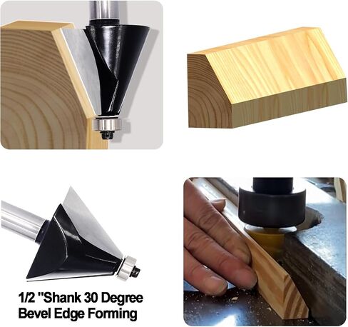 Chamfer Router Bit 1/2 Shank, 45° Degree Carbide 2-Flute Chamfer Cut, Edge Forming Bevel Router Bit, Chamfer Bit Miter Angle Router Cutters, for Miter Joints in Kuwait