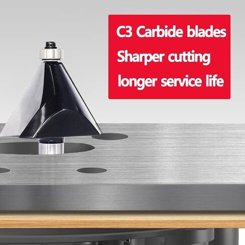 Chamfer Router Bit 1/2 Shank, 45° Degree Carbide 2-Flute Chamfer Cut, Edge Forming Bevel Router Bit, Chamfer Bit Miter Angle Router Cutters, for Miter Joints in Kuwait