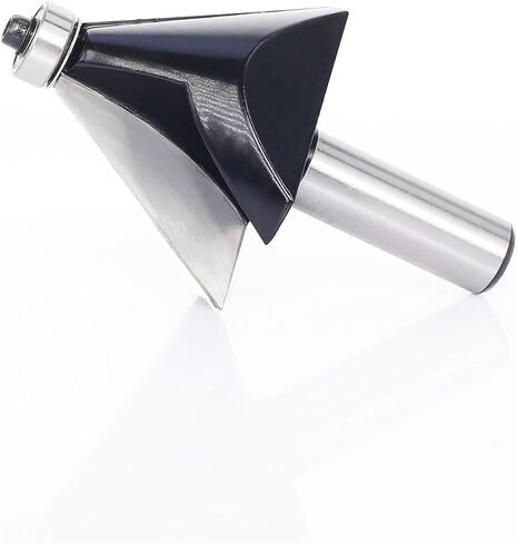 Chamfer Router Bit 1/2 Shank, 45° Degree Carbide 2-Flute Chamfer Cut, Edge Forming Bevel Router Bit, Chamfer Bit Miter Angle Router Cutters, for Miter Joints in Kuwait
