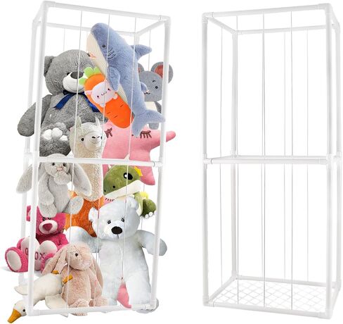 وحدة تخزين حديقة الحيوانات المحشوة من Heuyrao، منظم حيوانات محشو بسعة كبيرة مع شريط مطاطي، قفص حديقة حيوانات محشو من مادة PVC للغرفة (62 * 23 * 15 بوصة) in Kuwait